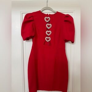 Red Dress with Heart Rhinestone Details